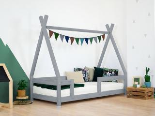 Detská drevená posteľ NAKANA v tvare teepee s bočnicou Zvoľte farbu: Tmavo sivá, Rozmer: 120x180 cm