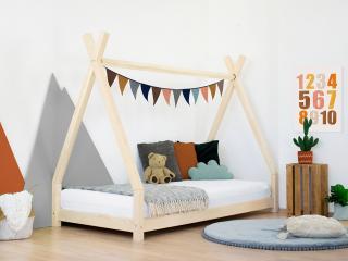 Detská drevená posteľ NAKANA v tvare teepee Zvoľte farbu: Nelakovaná, Rozmer: 120x190 cm