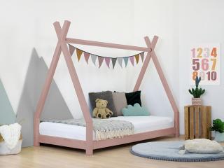 Detská drevená posteľ NAKANA v tvare teepee Zvoľte farbu: Pastelovo ružová, Rozmer: 120x180 cm