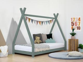 Detská drevená posteľ NAKANA v tvare teepee Zvoľte farbu: Šalviová zelená, Rozmer: 120x200 cm
