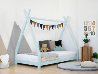 Detská drevená posteľ NAKANA v tvare teepee Zvoľte farbu: Svetlo modrá, Rozmer: 120x180 cm