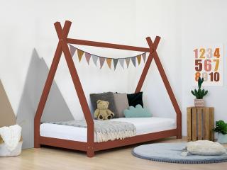 Detská drevená posteľ NAKANA v tvare teepee Zvoľte farbu: Tehlová, Rozmer: 120x200 cm