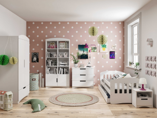 Detská izba CLASSIC v bielej farbe Rozmer: 80x140 cm, Matrac: Bez matraca, Šuplík: So šuplíkom