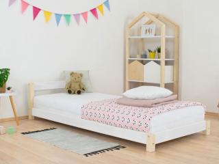 Detská jednolôžková posteľ s čelom DREAMY Zvoľte farbu hranolov: Nelakovaná, Zvoľte farbu plôch: Biela, Rozmer: 80x200 cm