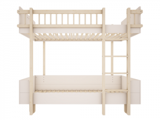 Detská poschodová posteľ s rebríkom vpravo BASIC 90x200 cm Zvoľte farbu: Biela
