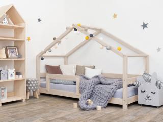 Detská posteľ domček LUCKY s bočnicou Zvoľte farbu: Béžová, Rozmer: 120 x 180 cm