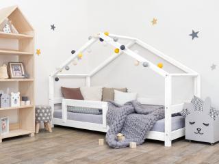 Detská posteľ domček LUCKY s bočnicou Zvoľte farbu: Biela, Rozmer: 120 x 180 cm