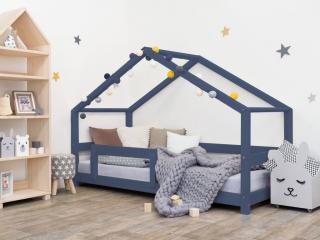 Detská posteľ domček LUCKY s bočnicou Zvoľte farbu: Námornícka modrá, Rozmer: 120 x 180 cm