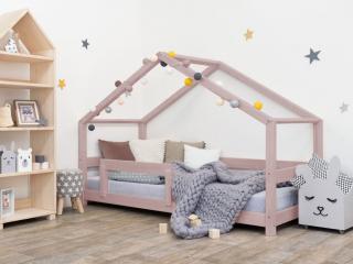 Detská posteľ domček LUCKY s bočnicou Zvoľte farbu: Pastelovo ružová, Rozmer: 90 x 160 cm