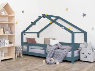 Detská posteľ domček LUCKY s bočnicou Zvoľte farbu: Petrolejová, Rozmer: 80 x 200 cm