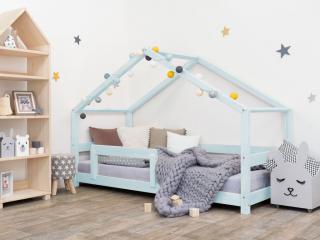 Detská posteľ domček LUCKY s bočnicou Zvoľte farbu: Svetlo modrá, Rozmer: 120 x 180 cm