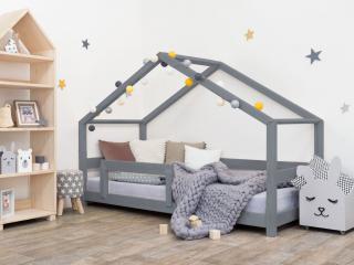 Detská posteľ domček LUCKY s bočnicou Zvoľte farbu: Tmavo sivá, Rozmer: 120 x 180 cm