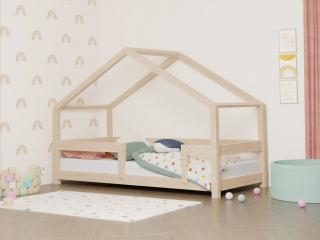 Detská posteľ domček LUCKY s pevnou bočnicou Zvoľte farbu: Béžová, Rozmer: 120x180 cm