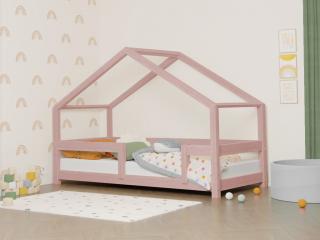 Detská posteľ domček LUCKY s pevnou bočnicou Zvoľte farbu: Pastelovo ružová, Rozmer: 70x160 cm