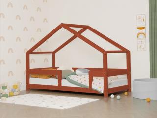 Detská posteľ domček LUCKY s pevnou bočnicou Zvoľte farbu: Tehlová, Rozmer: 120x180 cm