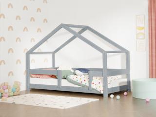 Detská posteľ domček LUCKY s pevnou bočnicou Zvoľte farbu: Tmavo sivá, Rozmer: 120x180 cm
