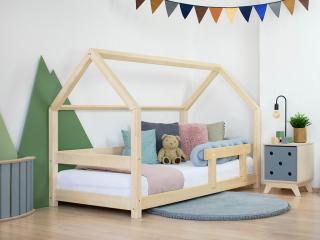 Detská posteľ domček TERY s bočnicou Zvoľte farbu: Transparentná vosková lazura matná, Rozmer: 120x200 cm
