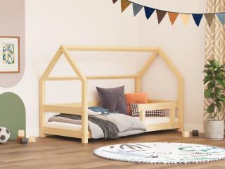 Detská posteľ domček TERY so zábranou Zvoľte farbu: Tmavo sivá, Zvoľte rozmer: 90x200 cm, Zvoľte zábranu: S jednou zábranou