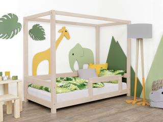 Detská posteľ s nebesami a bočnicou BUNKY Zvoľte farbu: Béžová, Zvoľte rozmer: 90x200 cm