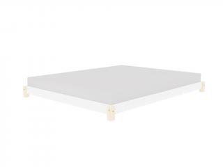 Dizajnové dvojlôžko TATAMI v japonskom štýle Zvoľte farbu hranolov: Nelakovaná, Zvoľte farbu plôch: Biela, Zvoľte rozmer: 140 x 200 cm