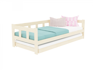 Drevená jednolôžková posteľ FENCE 4v1 so zábranou a prístelkou Zvoľte farbu: Transparentná vosková lazura matná, Zvoľte rozmer: 90x190 cm, Zvoľte…