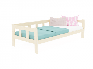 Drevená jednolôžková posteľ FENCE 4v1 so zábranou Zvoľte farbu: Transparentná vosková lazura matná, Zvoľte rozmer: 135x190 cm, Zvoľte zábranu: S…
