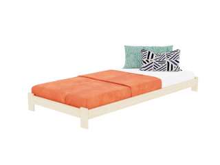 Drevená jednolôžková posteľ SIMPLY Zvoľte farbu: Béžová, Zvoľte rozmer: 120x200 cm