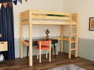 Drevená vyvýšená posteľ MAKALU pre deti 90x200 cm Zvoľte farbu: Biela