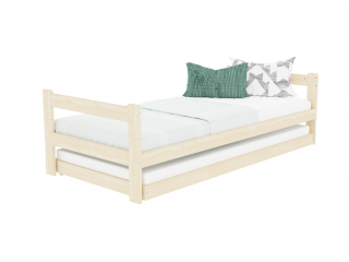 Drevené jednolôžko SAFE 2v1 s dvoma čelami a prístelkou Zvoľte farbu: Béžová, Zvoľte rozmer: 90x190 cm