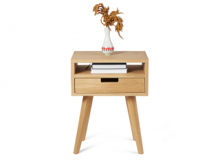 Drevený nočný stolík v scandi štýle HYLLE prírodný Kvalita dreva: 1. Dubový masív triedy A