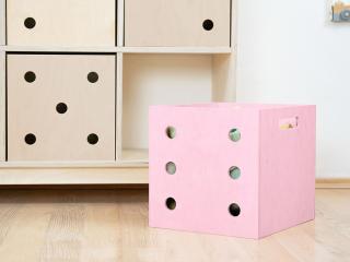 Drevený úložný box DICE s číslami v štýle hracej kocky Zvoľte farbu: Ružová, Zvoľte variantu: Šestka