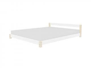 Dvojlôžková drevená posteľ COMFY v scandi štýle Zvoľte farbu hranolov: Nelakovaná, Zvoľte farbu plôch: Biela, Rozmer: 140 x 200 cm