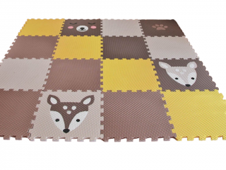 Hracie penové puzzle do detskej izby 16 dielov ŽLTO-HNEDÉ