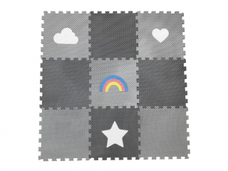 Hracie penové puzzle do detskej izby ŠEDO-ČIERNE 9 dielov