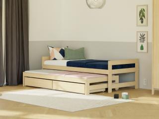 Jednolôžková posteľ SIMPLY 90x200 3v1 s prístelkou a 2 úložnými šuplíkmi Zvoľte farbu: Biela