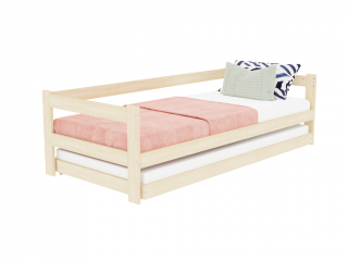 Jednolôžková posteľ z dreva SAFE 5v1 so zábranou a prístelkou Zvoľte farbu: Béžová, Zvoľte rozmer: 80x160 cm, Zvoľte zábranu: S otvoreným vstupom