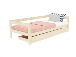 Jednolôžková posteľ z dreva SAFE 5v1 so zábranou a úložným šuplíkom Zvoľte farbu: Transparentná vosková lazura matná, Zvoľte rozmer: 90x190 cm, Zvoľte…