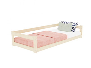 Nízka jednolôžková posteľ z dreva SAFE 5v1 so zábranou Zvoľte farbu: Béžová, Zvoľte rozmer: 80x160 cm, Zvoľte zábranu: S otvoreným vstupom