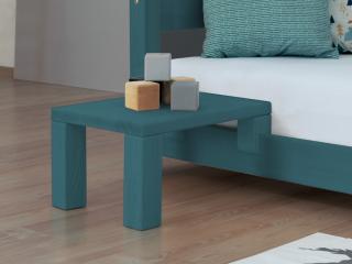 Nočný stolík k latkovým posteliam NANOC Zvoľte farbu hranolov: Petrolejová, Zvoľte farbu plôch: Petrolejová, Varianta: Bez prídavných nôh navyše