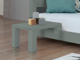 Nočný stolík k latkovým posteliam NANOC Zvoľte farbu hranolov: Šalviová zelená, Zvoľte farbu plôch: Šalviová zelená, Varianta: Bez prídavných nôh…