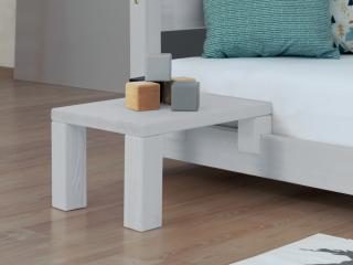 Nočný stolík k latkovým posteliam NANOC Zvoľte farbu hranolov: Svetlo sivá, Zvoľte farbu plôch: Svetlo sivá, Varianta: Bez prídavných nôh navyše