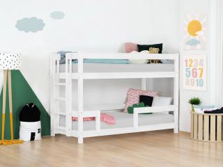 Poschodová posteľ s dvoma lôžkami ULURU z masívu Zvoľte farbu: Biela, Výška: 142 cm