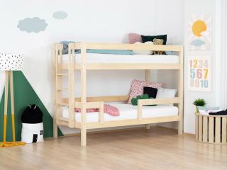Poschodová posteľ s dvoma lôžkami ULURU z masívu Zvoľte farbu: Nelakovaná, Výška: 162 cm