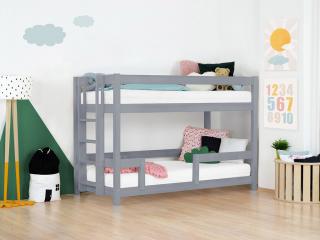 Poschodová posteľ s dvoma lôžkami ULURU z masívu Zvoľte farbu: Tmavo sivá, Výška: 142 cm