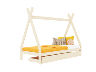 Rastúca detská posteľ SWITCH 2v1 v tvare teepee s úložným šuplíkom Zvoľte farbu: Béžová, Zvoľte rozmer: 90x160 cm