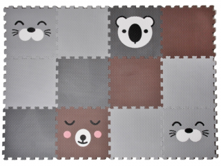 Sivá penová puzzle podlaha z 12 dielov TULEŇ