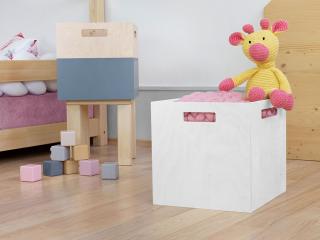 Úložný drevený box BOKS do regálu s obdĺžnikovým úchytom Zvoľte farbu: Biela