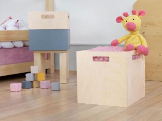 Úložný drevený box BOKS do regálu s obdĺžnikovým úchytom Zvoľte farbu: Nelakovaná