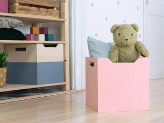 Úložný drevený box BOKS so širokým výrezom Zvoľte farbu: Ružová