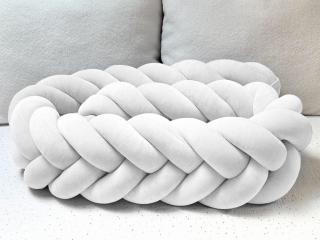 Zamatový mantinel pletený do vrkoča z 5 prameňov Zvoľte farbu: Biela, Zvoľte dĺžku: 180 cm
